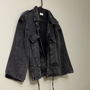 Pink Lily Charcoal Denim Jacket